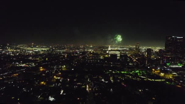 Colpo Aereo Los Angeles Durante Luglio Con Fuochi Artificio Che — Video Stock