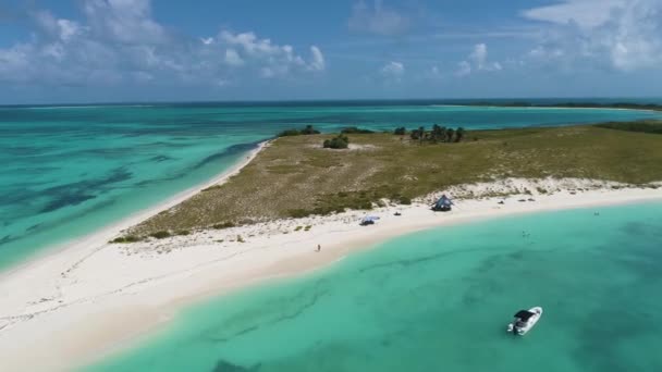 Aerial Landscape Tropical Island Cayo Agua Los Roques Turn 180 — 图库视频影像