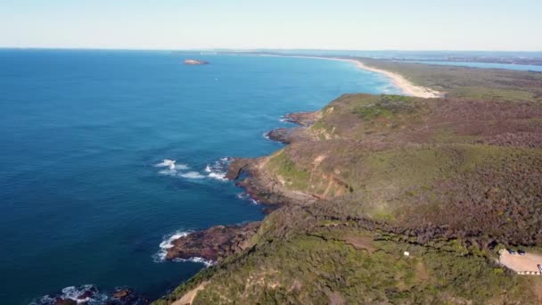 Drohne Luftaufnahme Buschland Malerische Landschaft Landschaft Birdie Beach Central Coast — Stockvideo