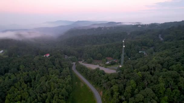 Aerial Orbit Communications Tower Microwave Dishes Boone North Carolina — Stock Video