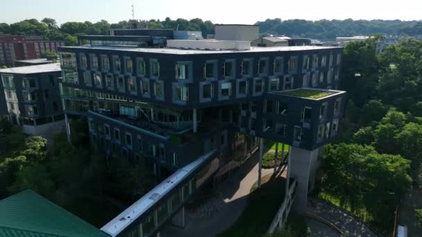 Konstrukce Jedinečným Designem Architektura Kampusu Carnegie Mellon Gates Hillman Center — Stock video