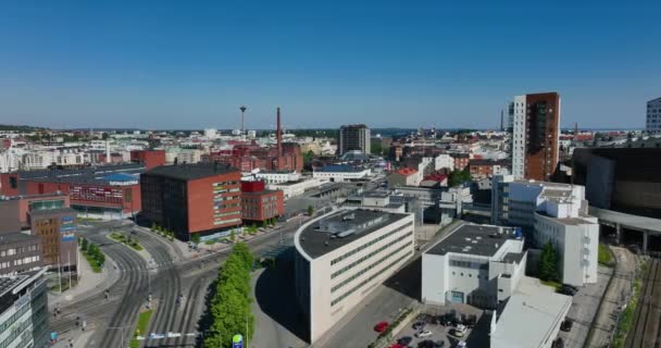 Widok Powietrza Panoramę Miasta Tampere Słoneczny Letni Dzień Pirkanmaa Finlandia — Wideo stockowe