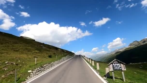 Dashcam View Car Driving Mountain Road Furkapass Switzerland Car Overtakes — Stock Video