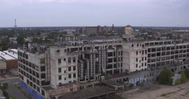 Drone Vista Fábrica Abandonada Detroit — Vídeo de Stock