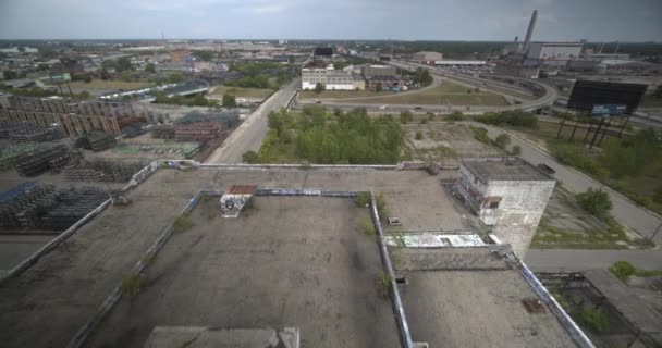 Drohnenblick Auf Verlassene Fabrik Detroit — Stockvideo