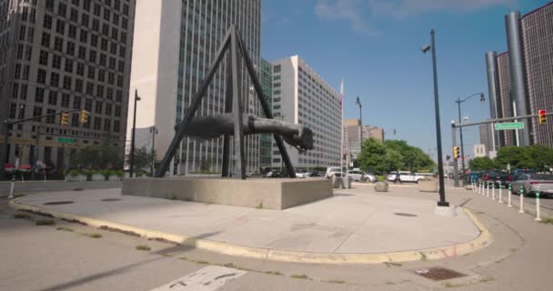 デトロイトの デトロイトの中心 記念碑 — ストック動画