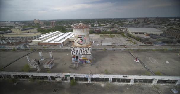 Drone View Abandoned Manufacturing Plant Detroit — Stock Video