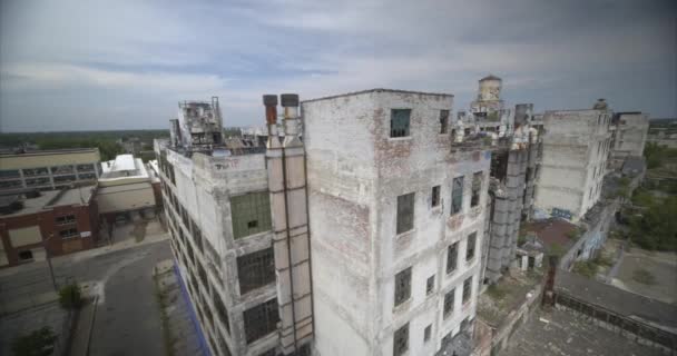 Drone Vista Fábrica Abandonada Detroit — Vídeo de Stock