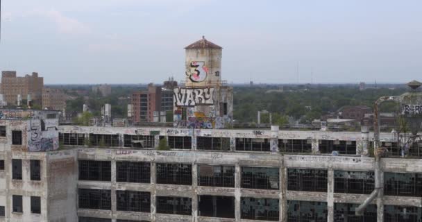 Drone Vista Fábrica Abandonada Detroit — Vídeo de Stock