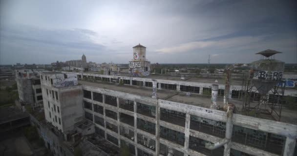 Drone Vista Fábrica Abandonada Detroit — Vídeo de Stock