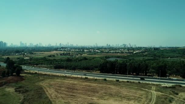 Flygfoto Över Lätt Trafik Lod Road Utanför Tel Aviv Israel — Stockvideo