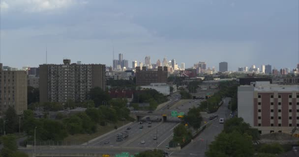 Widok Lotu Ptaka Miasta Detroit — Wideo stockowe