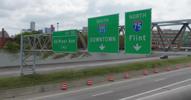 Повільний Рух Автостради Детройті — стокове відео