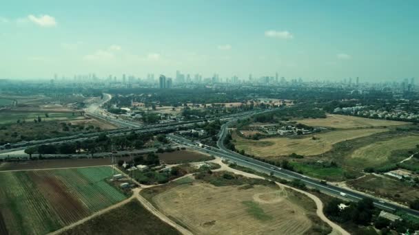 Flygfoto Över Mesubim Interchange Trafik Motorvägskorsningen Mellan Tel Aviv Och — Stockvideo