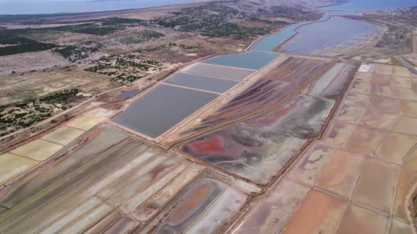 Salt Flats Production Valley Croatia Pag Island Ορυκτά Χρώματα Στην — Αρχείο Βίντεο