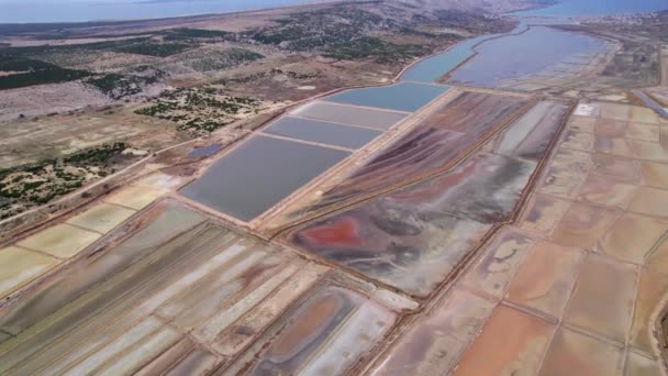 Valle Produzione Saline Croazia Sull Isola Pag Colori Minerali Sulla — Video Stock