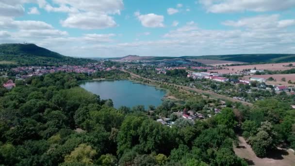 Big Blue Lake Sondershausen Germany Aerial Drone Shot — Stock Video