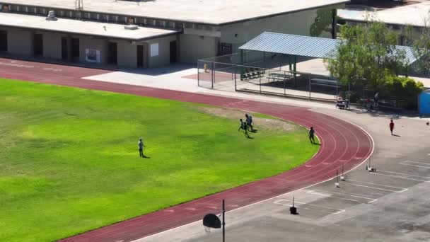 Césped Verde Campo Fútbol Myron Escuela Primaria Verde Comunidad San — Vídeos de Stock