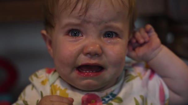 Baby Girl Babies Kids Young Cute Innocent Cry Cry Sad — Stock video