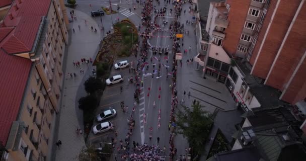 Licidersko Srce Kinderfolklorefestival Uzice Servië Luchtfoto Van Processie Met Inbegrip — Stockvideo