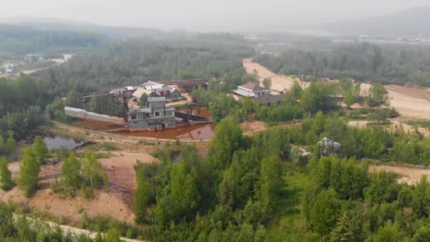 Drone Video Gold Dredge Fairbanks Sunny Summer Day — Stok Video