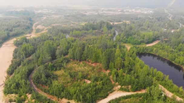 Drone Video Kolei Tanana Valley Fairbanks Podczas Słonecznego Letniego Dnia — Wideo stockowe