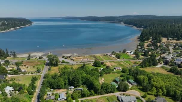 Aerial Orbiting Shot Holmes Harbor Freeland Washington — Stock Video