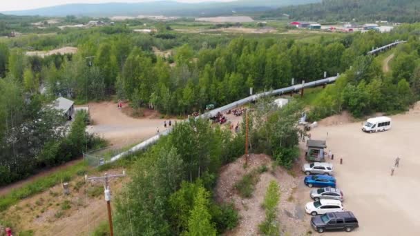 Drone Video Trans Alaska Pipeline Fairbanks Sunny Summer Day — стокове відео