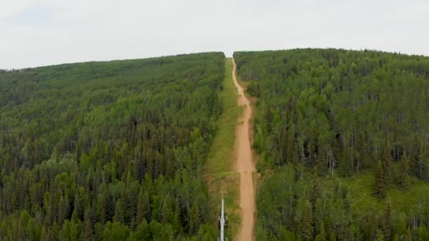 Vídeo Drone Trans Alaska Pipeline Fairbanks Durante Dia Verão Ensolarado — Vídeo de Stock