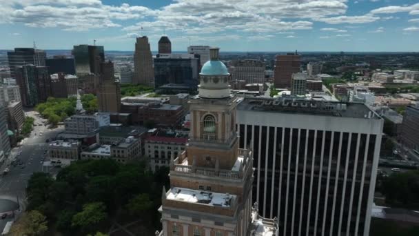 Washington Street Newark Rutgers Universitets Storslagna Stadshus 360 Från Luften — Stockvideo