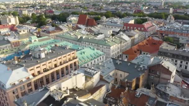 Drone Flying Πάνω Από Την Κρακοβία Πολωνία — Αρχείο Βίντεο