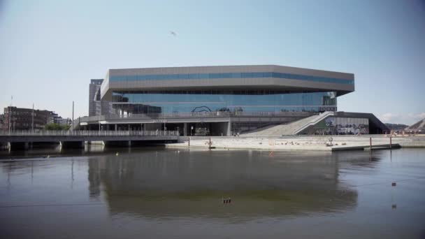 Dokk1 Öffentliche Bibliothek Und Kunstgebäude Aarhus Dänemark Moderne Architektur — Stockvideo