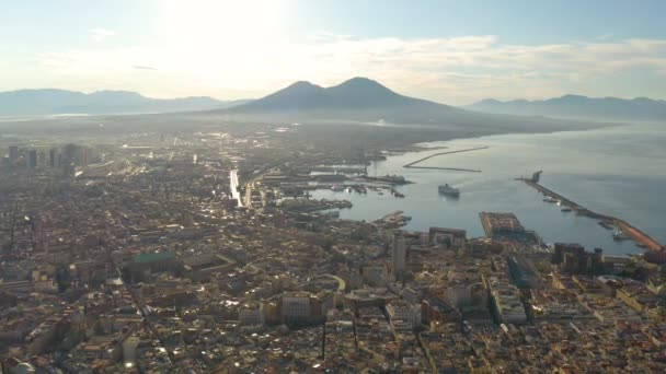 イタリアのナポリの信じられないほどのパノラマビュー 空中射撃を行う 世界のピザの首都 — ストック動画