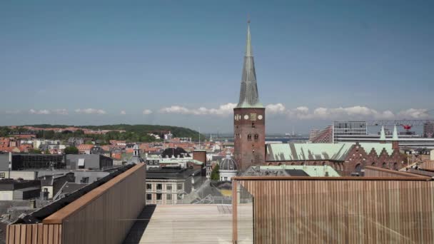 Aarhus Danemark Skyline Vue Vente Sur Toit Par Une Journée — Video