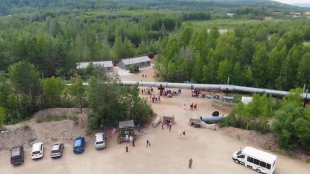 Drone Video Del Oleoducto Trans Alaska Fairbanks Durante Soleado Día — Vídeos de Stock