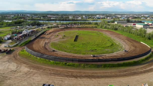 Drone Video Modified Stock Car Racing Mitchell Raceway Fairbanks Durante — Vídeos de Stock