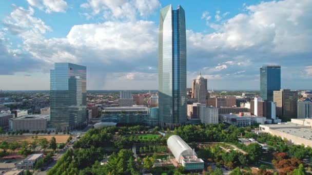 Drone Images Une Journée Ensoleillée Dans Centre Ville Oklahoma City — Video