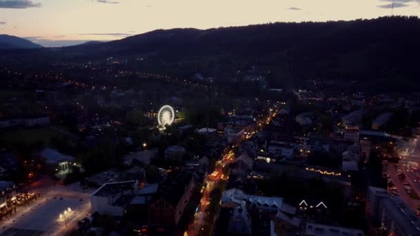 Nocne Wiadukty Zakopanego Miasto Wypoczynkowe Nad Tatrami Jego Olśniewająca Góralska — Wideo stockowe