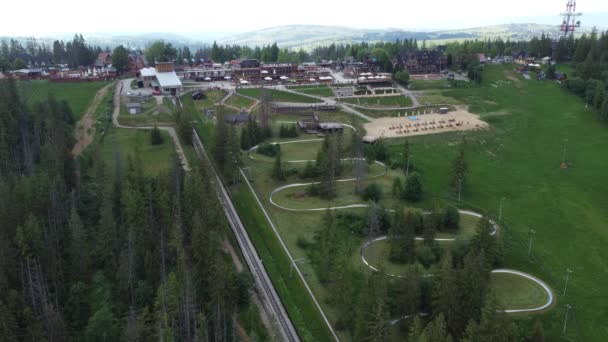 Vliegtuig Van Gubawka Mountain Range Gubalowka Buurt Van Het Poolse — Stockvideo