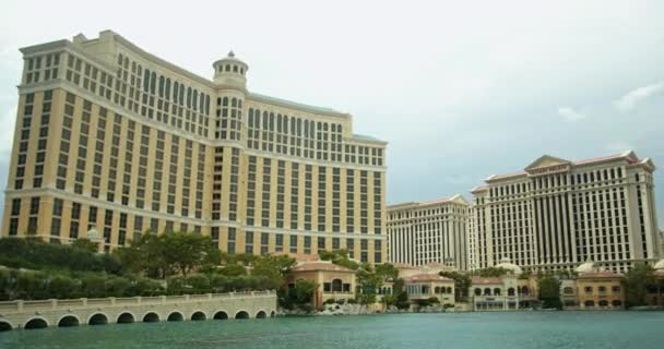 Széles Pan Jobb Bellagio Caesars Palace Kaszinók — Stock videók