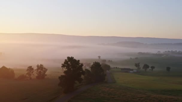Krásný Ranní Let Odhalující Stodolu Údolí Shenandoah — Stock video