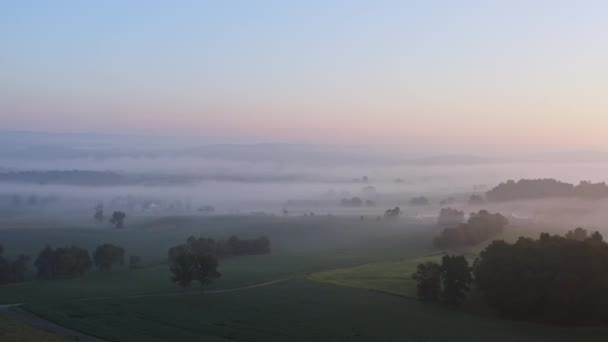 Een Prachtige Dageraad Vlucht Laaggelegen Mist Shenandoah Valley — Stockvideo