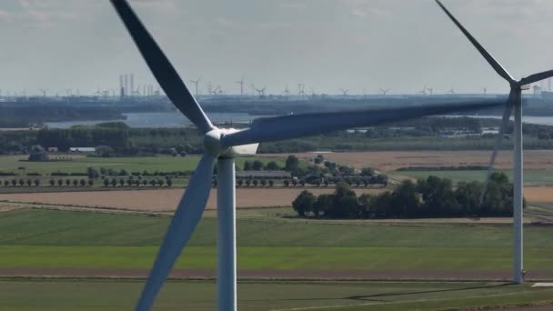 Palas Giratorias Turbinas Eólicas Parques Eólicos Los Países Bajos — Vídeo de stock