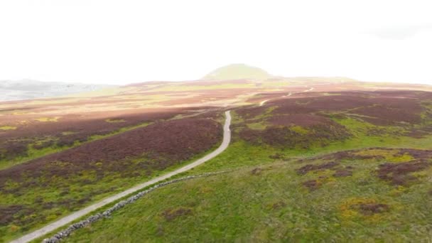 Cesta Vinoucí Přes Lomond Kopce Moorland Skotsku Drone Shot — Stock video