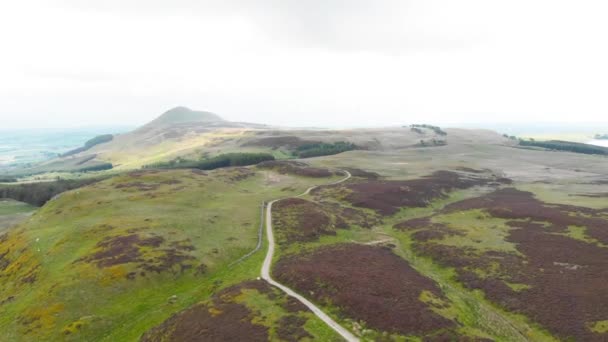 Lomond Hills Panorama Drone Altopiano Con Strada Tortuosa Scozia — Video Stock