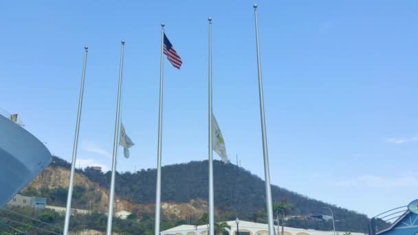 Flagge Von Thomas Jungferninsel Und Usa Weht Auf Umfrage Auf — Stockvideo