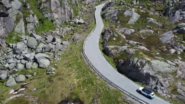 Car Driving Beautiful Pass Road Middle Norway — Stock Video