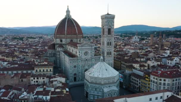 Krásný Panoramatický Výhled Ikonu Florentské Katedrály Duomo Letecká Orbitální Střela — Stock video