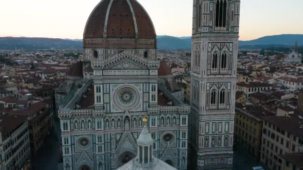 Luftaufnahmen Zeigen Den Unglaublichen Dom Florenz Italien Bei Sonnenaufgang — Stockvideo