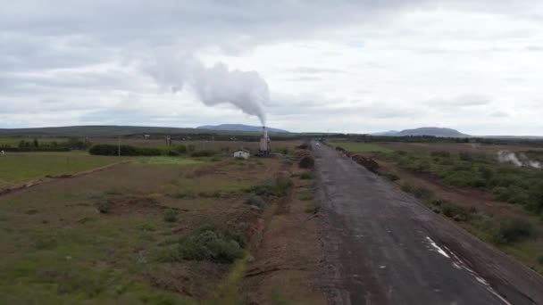 Geotermalna Elektrownia Wulkaniczna Wsi Islandii Antena — Wideo stockowe